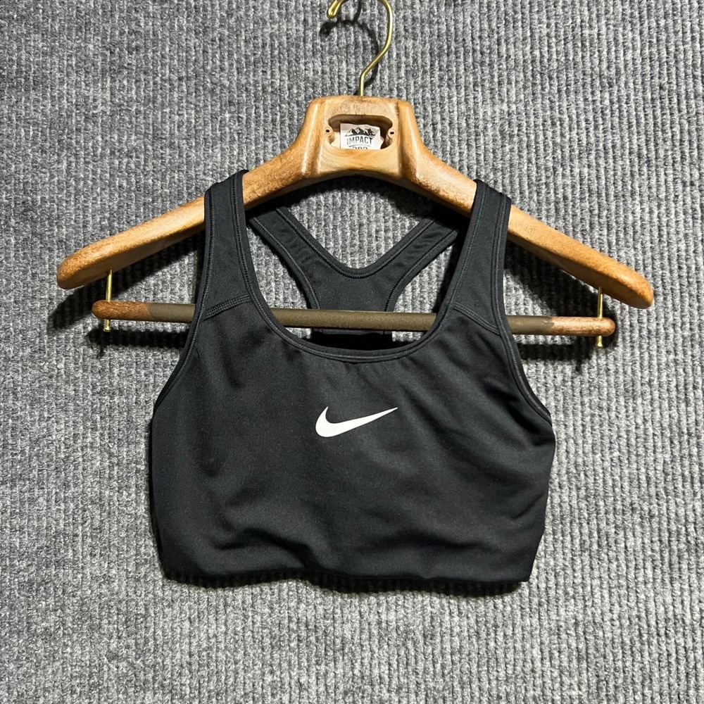 Nike Sports Bra Women S Black Dri-FIT Racerback Swoosh 842398-010 Activewear